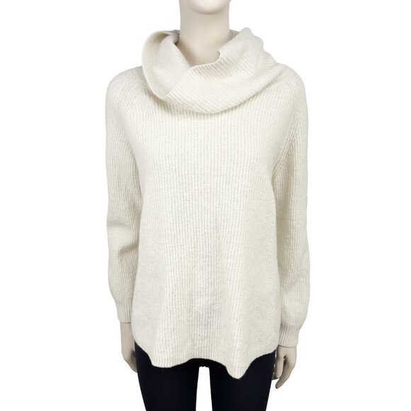 TAHARI Merino Knit 🧶 Cowl turtleneck White Contemporary Cozy Sweater sz XXL - Picture 1 of 6